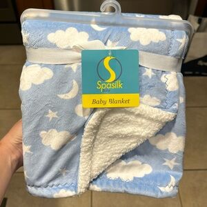 Spasilk Blue Baby Blanket Moon, Stars, and Clouds